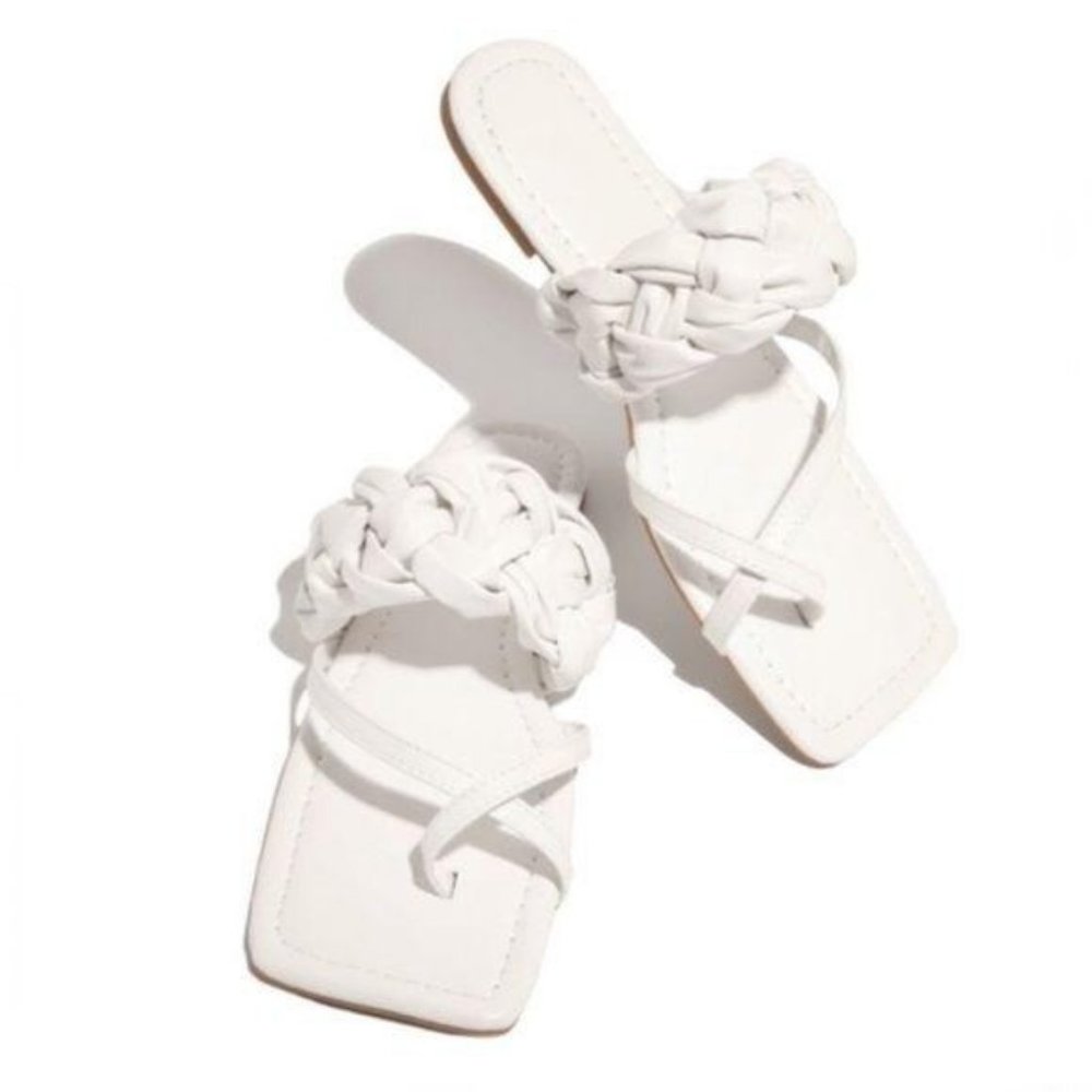 Braided Square Toe Sandals in Black - Picture 6 of 7